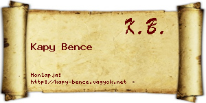 Kapy Bence névjegykártya